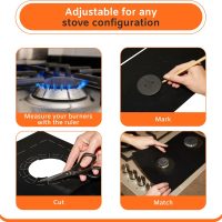 Stove Covers for Gas Burners, Washable Reusable Top Cover Liners, Non-Stick Heat Resistant Protector with Pre-cuts for Gas Range, Measure your Stove for Compatibility (Pack of 2) - Image 3