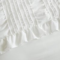WONGS BEDDING Queen Comforter Set,White Cute Ruffle Comforter for Queen Bed, 7 Pieces Bed in a Bag Seersucker Shabby Chic Bedding Set 90"×90" - Image 6