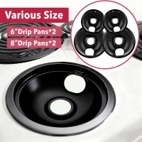 Electric Stove Drip Pans, Replacement Chrome Drip Pans for Electric Stove Compatible with Most Plug-in Electric Ranges include Black 2 * 6in and 2 * 8in (Set of 4 Burner Drip Pan) - Image 4
