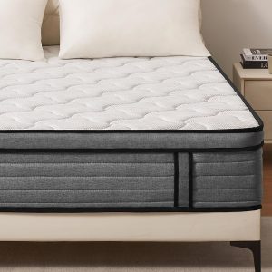 VKT 12 Inch Full Hybrid Mattress - Medium Firm Feel Back Support, Mattress in a Box with Individual Pocket Springs, Cooling Memory Foam for Pressure Relief with CertiPUR-US Certified