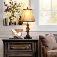 Touch Control Traditional Table Lamp Set of 2, Vintage Bedside Lamps with Dual USB Charging Ports, 3-Way Dimmable Bronze Finish Desk Lamps with Bell Shape Faux Silk Shade for Living Room, Bedroom - Image 6