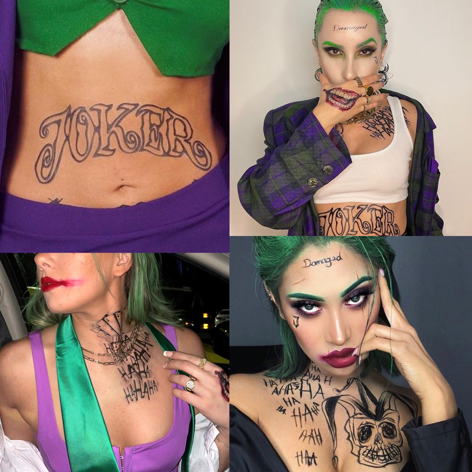Joker Tattoos Set Halloween Temporary Tattoos Sticker For Joker Costumes Cosplay Masquerade Party Makeup Accessories - Image 5