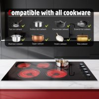 Hobsir Electric Cooktop 36 Inch, Electric Stove Top Burner, 5 Burners 36 Cooktop, Knob Control 8400W Drop-in Ceramic Stove with Glass Metal Frame, Dual Ring, 220-240V, Hard Wired (No Plug) - Image 4