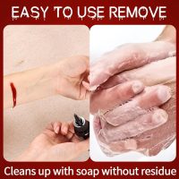 6PCS Halloween Fake Blood Makeup Kit，Washable for Scar Wound and Clothes Realistic Face Paint Wounds Costume Blood For Vampire, Zombie, Clown Cosplay Red，Stipple Sponge ， Cleansing Soap and Gauze - Image 7