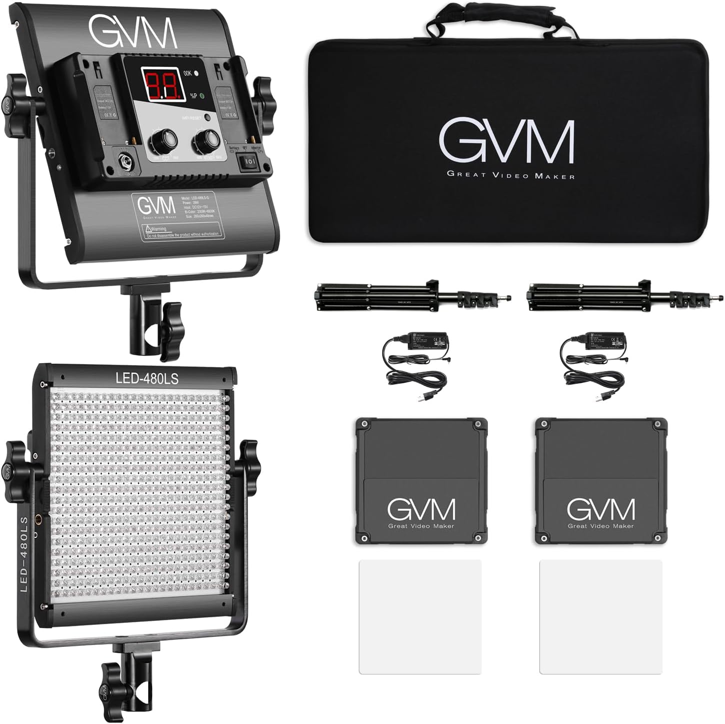GVM 2 Pack LED Video Lighting Kits with APP Control, Bi-Color Variable 2300K~6800K with Digital Display Brightness of 10~100% for Video Photography, CRI97+ TLCI97 Led Video Light Panel +Barndoor - Image 8