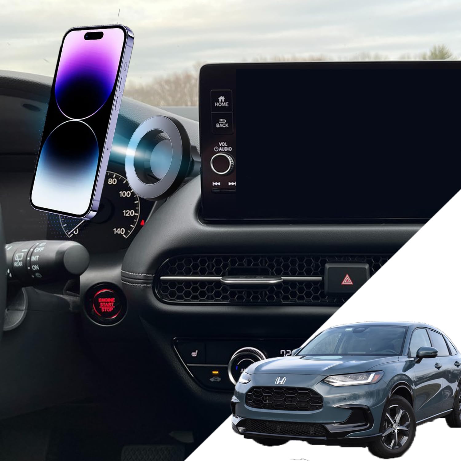 HRV Phone Mount HR-V Mount Magnetic Phone Holder for 2024 HRV Accessories HRV Phone Holder 2024 2023 Compatible for All Cell Phones