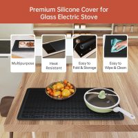 Silicone Electric Stove Top Cover Mat - 28"x20"Ceramic Stove top Cover, Heat Resistant Glass Cooktop Cover, Flat RV Range Stovetop Protector, Extra Large Silicone Dish Drying Mat - BLACK - Image 6