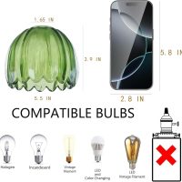Glass Green Tulip Lamp Shades Set of 2 Small Flower Art Blown Lampshades,1.58lb,1.65" Top x 5.5" Diameter x 3.9" Height,Replacement Mini Lamp Shade for Floor Lamp Table Wall Lamp Chandelier Decor - Image 3