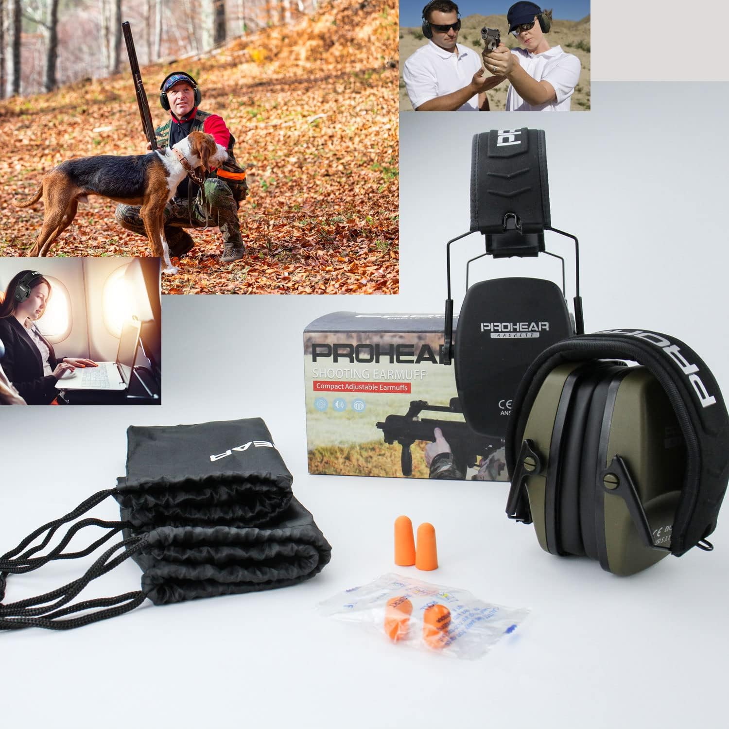 PROHEAR 016 Shooting Ear Protection Earmuffs 2 Pack, NRR 26dB for Gun Range, Hunting -Black and Green - Image 7