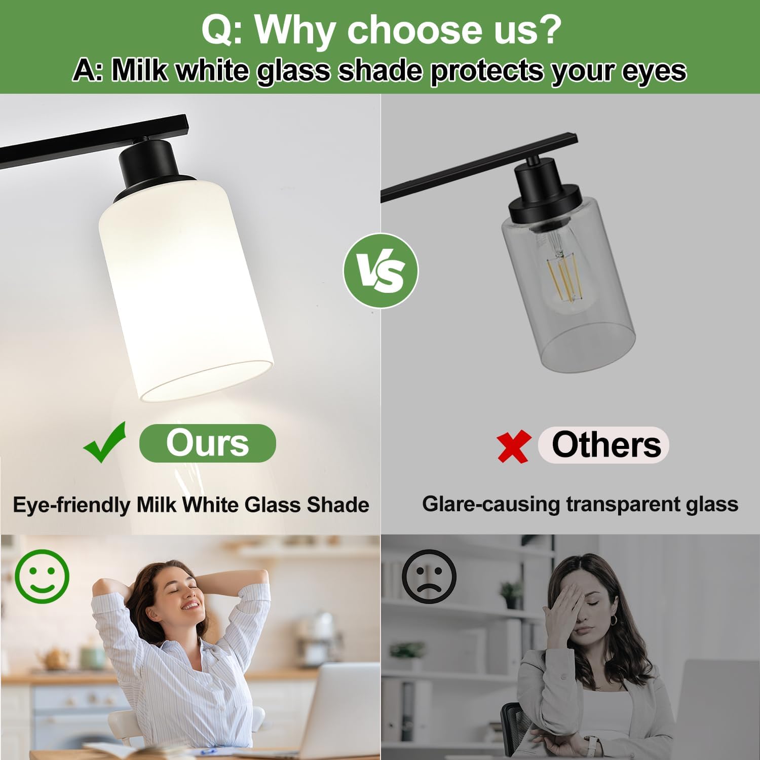 4-Light Bathroom Light Fixtures, Vanity Light with Milky White Shades, Matte Black Bathroom Light Fixtures Over Mirror, Modern Bathroom Wall Lamp for Mirror Living Room Cabinet Bedroom - Image 6