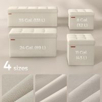 SONGMICS MAZIE Collection - 43 Inches Folding Storage Ottoman Bench, Ottoman Foot Rest, End of Bed Bench, Storage Chest, Load 660 lb, for Living Room, Bedroom, Entryway, Cream White ULSF77BE - Image 7
