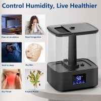 KZF 4L Top Fill Humidifiers for Bedroom & 60H Runtime - Cool Mist Humidifier, 3 Mist Levels, 8H Timer, Essential Oil Tray, Humidity Display, Quiet for Bedroom, Baby, Plants, Large Room - Image 6