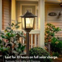 PASAMIC 63" Solar Lamp Post 2Pack, Outdoor Lights Waterproof, Pole Lights Outdoor, Floor Lamp for Patio, Warm White, Replaceable Bulb - Image 2