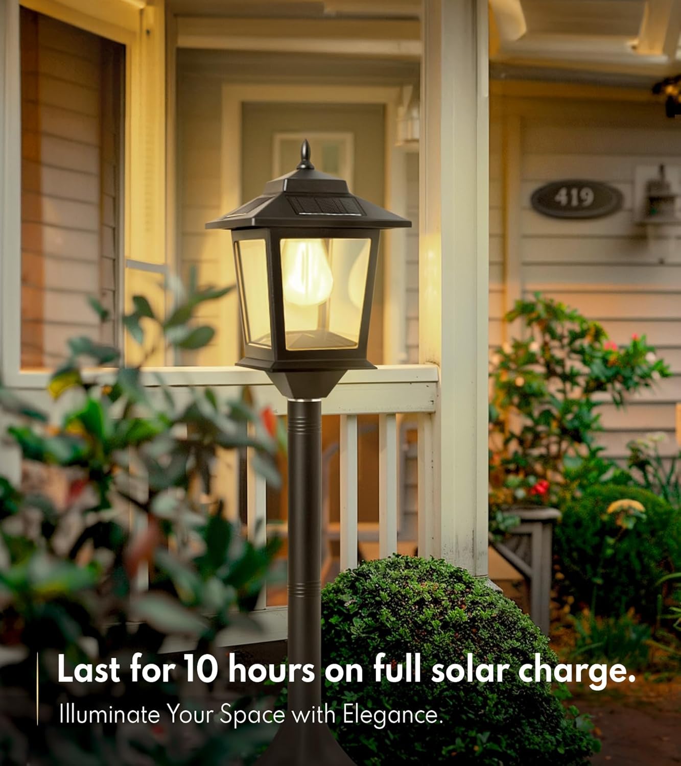 PASAMIC 63" Solar Lamp Post 2Pack, Outdoor Lights Waterproof, Pole Lights Outdoor, Floor Lamp for Patio, Warm White, Replaceable Bulb - Image 2