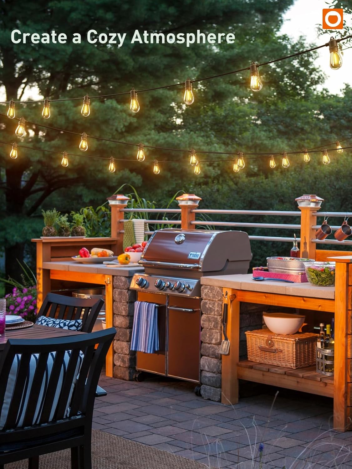 addlon 100FT LED Outdoor String Lights, Remote Dimmable Patio Lights with Timer & 3 Lighting Modes, 32 Shatterproof Edison Bulbs, Waterproof Connectable String Lights for Outside Backyard Porch Party - Image 9