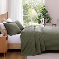 WRENSONGE King Size Quilt-3 Pieces Lightweight Bedspreads Olive Green King Quilt Bedding Set for All Seasons, Soft Summer Coverlet with 2 Pillow Shams Suitable for Bed, Couch, Quilt Blanket - Image 4