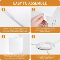 White Linen Tall Drum Lampshade, 11" Top x 11" Bottom x 12" High Lamp Shade, Lamp Shade Replacement for Table and Floor Lamps, Pendant Light，Handcrafted Lampshade，Easy Assembly - Image 7
