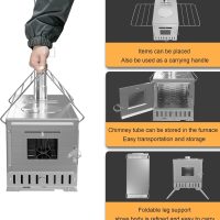 Hot Tent Stove, unho Wood Burning Stove, Portable Wood Stove with 6 Stainless Chimney Pipes for Outdoor Heating & Cooking, Ice Fishing, Hunting,Winter Warmth - Image 6