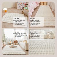 White Creamy Rabbit Plush Area Rug for Bedroom Living Room Sofa,8'X10' Faux Fur Fluffy Shaggy Rectangular Square Rug for Kids Teen Girls Room,Furry Carpet Rug for Nursery Baby Room Decor for Teenage - Image 4