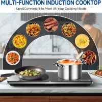 Double Induction Cooktop AMZCHEF Induction Cooker 2 Burners, Low Noise Electric Cooktops With 1800W Sensor Touch, 20 Temperature & Power Levels,Independent Control,3-hour Timer, Safety Lock - Image 3