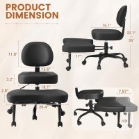 Shahoo Cross Legged Office Chair Black, Height Adjutable Ergonomic Chairs with Lumbar Support for Living Room - Image 2