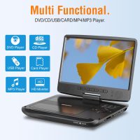 MEGATEK 12.5" Portable DVD Player with 10.5" Screen & Headphones, Car DVD Player for Kids with Headrest Mount, 6-Hour Battery, Supports CD/DVD/USB/SD Card, Remote - Black - Image 2