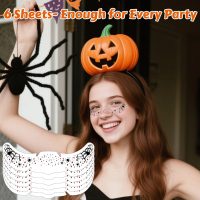 6PCS Halloween Spider Glitter Freckles Face Tattoo, Halloween Makeup Patches for Face Rave Costume Accessories (Spider Kiss) - Image 4
