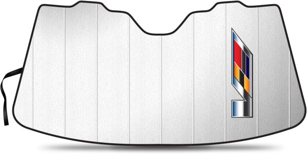 for Cadillac V Logo Logo Universal Fit Enforced Stand-Up Auto Windshield Sun Shade at Standard Size 54"x 27.5"