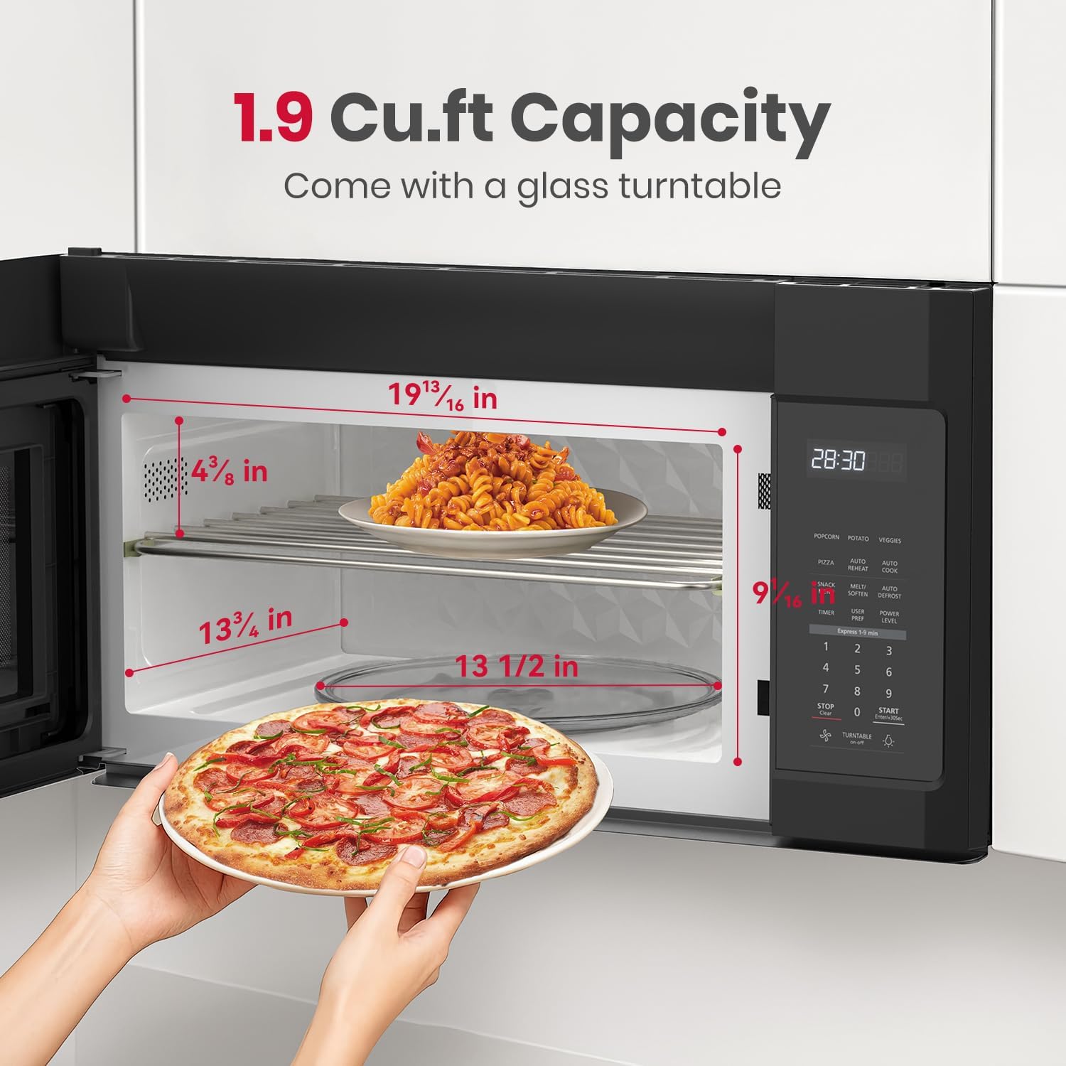 GASLAND Over the Stove Microwave 30 Inch, 1.9 Cu.ft. Over the Range Microwave with 11 Power Levels, One Touch Cooking, 400 CFM,1000W, LED, Turntable, Sensor Cook, Over Stove Microwave Oven, Black - Image 4