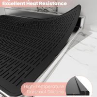 Silicone Stove Mat, 28 x 20 inch StoveTop Cover Protector, Extra Large Dish Drying Mat for Kitchen, Glass Top Electric Stove Cooktop Cover, Heat Resistant Mat(Black) - Image 3