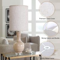 Tall Drum Lamp Shades Set of 2, 10"Top x10" Bottom x 13"High, Beige Lampshade for Table Lamp Floor Lamp, Replacement Lampshades Natural Linen Handcrafted, Spider, Harp Holders Included, Easy Assembly - Image 4