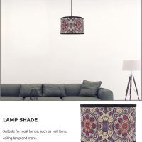 Uonlytech Drum Lamp Shade, Vintage Mandala Printing Lampshade Chandelier Light Cover Replaceable Light for Table Floor Pendant Lamps, 30X20CM - Image 5