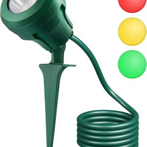 DEWENWILS Halloween 120V Spotlight Outdoor, 400LM Waterproof LED Spot Light with 3 Extra Lenses (Red Yellow Green), Landscape Lighting for Holiday, Trees, 5FT Extension Cord, UL Listed