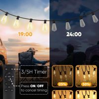 Brightever 120FT LED Outdoor String Lights with Remote, Patio Lights Outdoor Waterproof with 36+2 Shatterproof ST38 LED Bulbs, Dimmable Outside Hanging Light for Porch, Garden, Backyard, Cafe, 2700K - Image 4