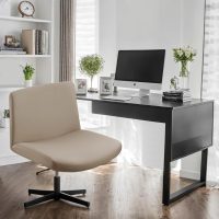 Criss Cross Chair Slipcover,Armless Office Chair Covers, Mid Back Wide Seat Computer Task Vanity Accent Chair Covers for Home Office (Khaki,Standard) - Image 6
