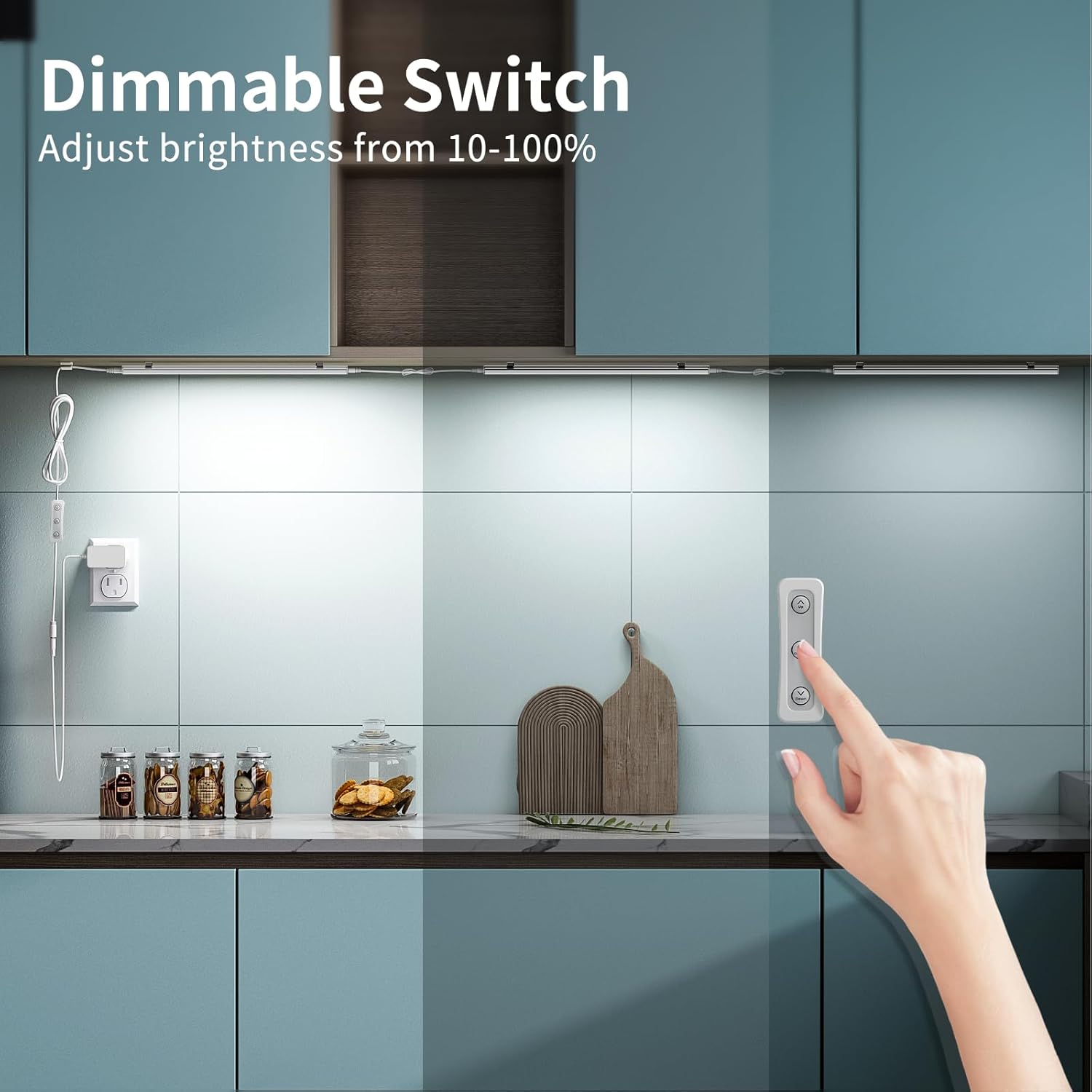 ASOKO Under Cabinet Led Light Plug in, Dimmable Daylight White 4500K, 3 Pack 12 inch Linkable Led Under Counter Lights for Kitchen, Shelf, Workbench, Cupboard, ETL Listed Plug 24V, UNO-LK 4500K - Image 5