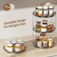 LAMU 2 Tier Lazy Susan Turntable Organizer 9.25'' Rotating Spice Rack Organization for Cabinet, Kitchen, Pantry, Countertop, Bathroom, Vanity, Medicine Cabinet Organizer, Grey - Image 6