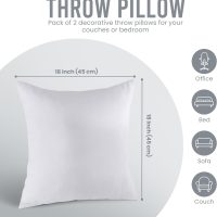 Utopia Bedding Throw Pillows Insert (Pack of 2, White) - 18 x 18 Inches Bed and Couch Pillows - Indoor Decorative Pillow - Image 3