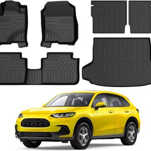 KUST Floor Mats for Honda HR-V 2023-2025 2026, Cargo Mat Floor Liners Back Seat Mats for HRV Accessories, All Weather Protection TPE Rubber Rear Trunk Mat High Edge (Full Set Mats)