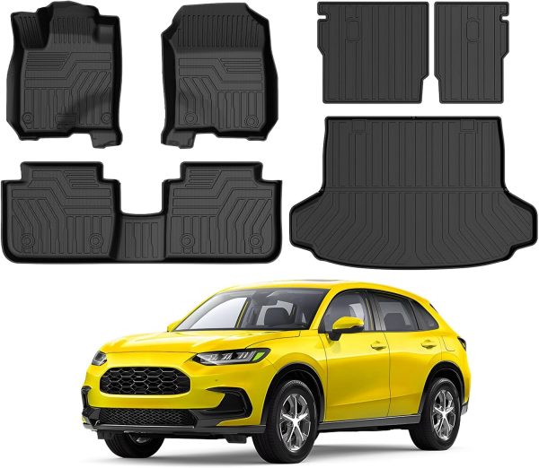 KUST Floor Mats for Honda HR-V 2023-2025 2026, Cargo Mat Floor Liners Back Seat Mats for HRV Accessories, All Weather Protection TPE Rubber Rear Trunk Mat High Edge (Full Set Mats)