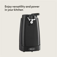 BELLA Electric Can Opener and Knife Sharpener, Multifunctional Jar and Bottle Opener with Removable Cutting Lever and Cord Storage, Stainless Steel Blade, Black - Image 6