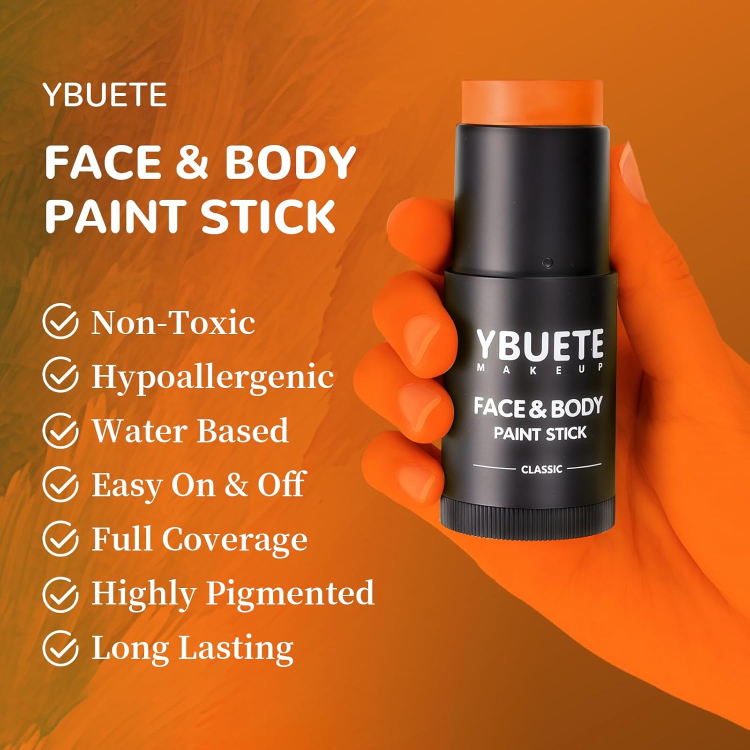 Orange Face Body Painting Stick,Professional Orange Full-coverage Cream Face Paint for Halloween SFX Tiger Pumpkin Clown Cosplay, Washable Eye Stick for Adult Festival & Theater Performance - Image 4