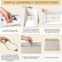 Square Lamp shade, Large Beige Linen Lampshade, Top 7"x12.5", Bottom 9"x15", Height 9.8", Rectangular Lamp shade with1 Shade Bracket,2 Adapters, Fits Table,Floor and Wall Lampshade, Easy Install - Image 7