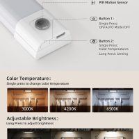 EZVALO 3 Pack 7” Motion Sensor Light Indoor, Wireless Under Cabinet Lighting, 30 LED Rechargeable Closet Lights, Dimmable, 3 Color Temperatures, Counter Lights for Wardrobe, Pantry, Bedroom, Kitchen - Image 3