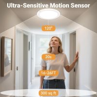 Rechargeable Ceiling Light No Wiring - Battery Operated Led Lights for Bedroom with Remote, Wireless Closet Lights Motion Sensor Night Light Indoor, Living Room Bathroom Home & Kitchen Decor Lighting - Image 2