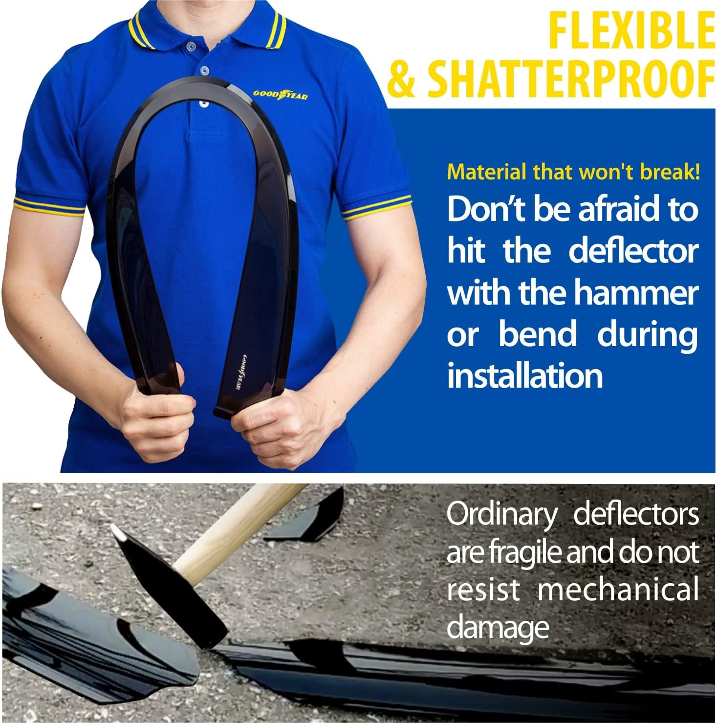 Goodyear Shatterproof in-Channel Window Deflectors for Honda HR-V 2023-2025, Rain Guards, Window Visors for Cars, Vent Deflector, Car Accessories, 4 pcs - GY007978 - Image 4