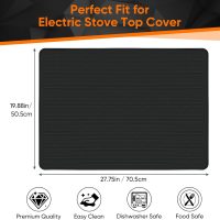 Stove Top Cover for Electric Stove, Stove Top Covers for Gas Burners, Glass Cooktop Protector, XL Dish Drying Mat (Black, 28"x20") - Image 2