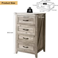 4PCS Farmhouse Dresser Set, Dresser and Nightstand Sets, Rustic Wooden Dresser Set. Including 6 Drawer Dresser & 4 Drawer Dresser & 2 Drawer Nightstand Set of 2 with USB. Light Rustic Oak - Image 5