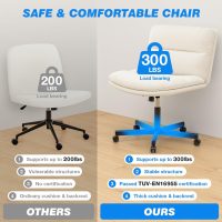 Rfiver Office Desk Chairs with Wheels, Criss Cross Chair with Height Adjustable and Swivel, Comfortable Thickened Cushion PU Leather Wide Comfty Chair Computer Task Chair for Home Office Gaming, Beige - Image 8