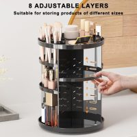 Rotating Makeup Organizer for Vanity, 360 Spinning Skincare Organizers with Adjustable Trays, Make Up Desk Storage Carousel Rack, Cosmetic Display Cases for Dresser Bathroom Countertop - Image 3